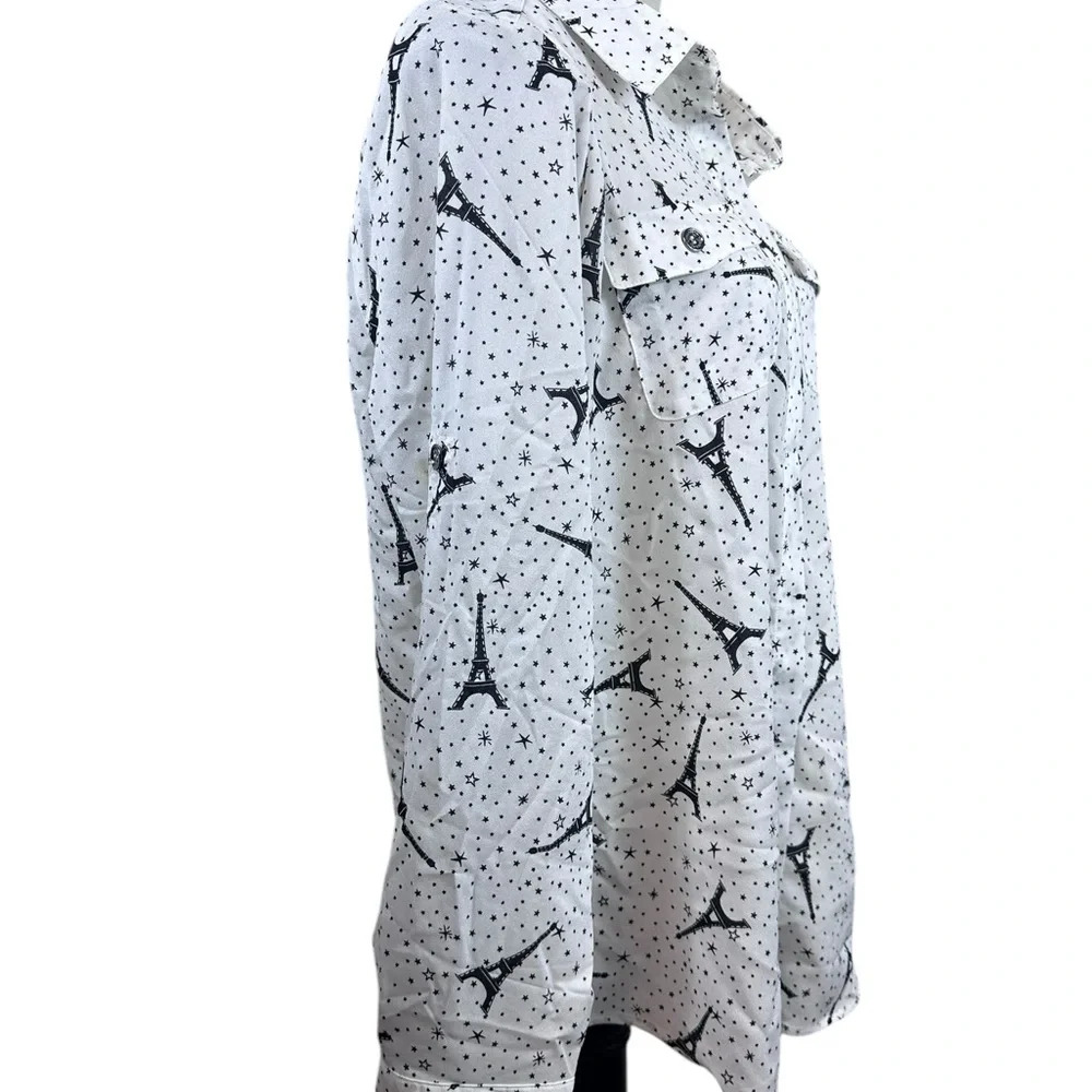 Karl Lagerfeld button down top with Paris Eiffel Tower Print size XL - Picture 6 of 12